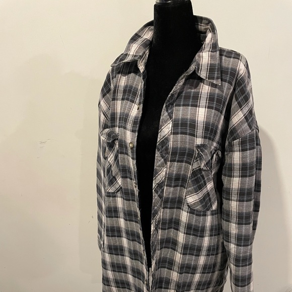 Quilted Work Centre Plaid Shacket Oversize Size XL Men or XXL Women Warm Jacket - Picture 3 of 15